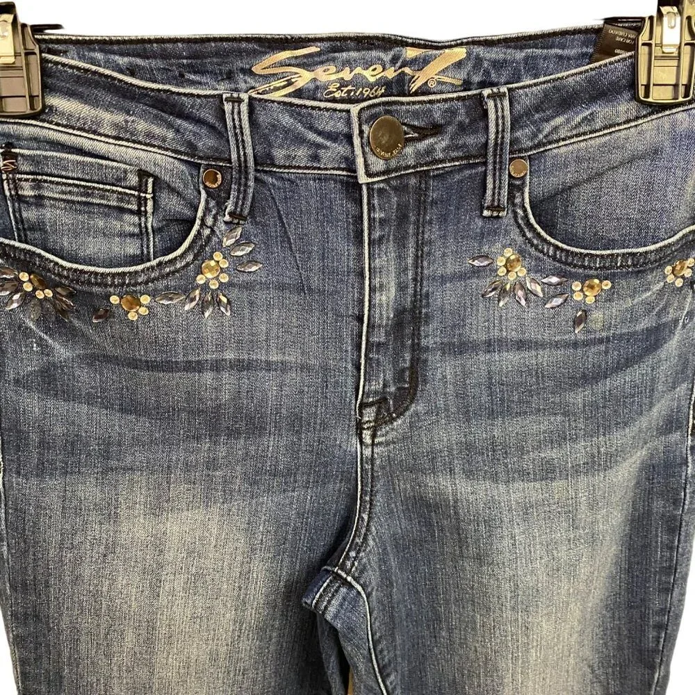 SEVEN 7‎ STONE EMBELLISHED POCKET SKINNY JEANS SIZE 12